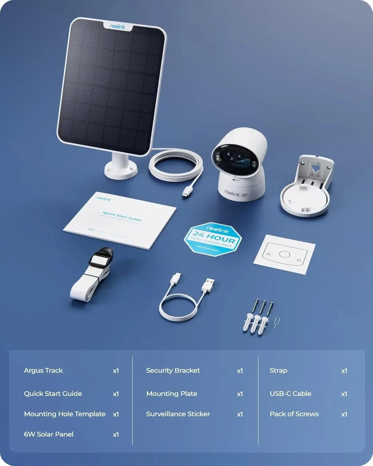 Reolink 4K PTZ Camera Outdoor Wireless, Battery Operated CCTV Wi-Fi Camera, Auto Zoom Tracking, 8MP Color Night Vision AI Detection, 2-Way Audio 2.4/5GHz WiFi, Argus Track   Solar Panel